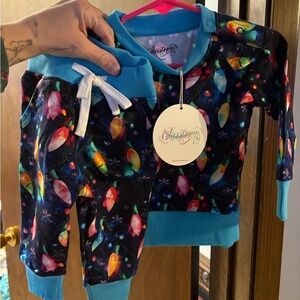 Glimmers 0/6 month bamboo French terry Christmas light set